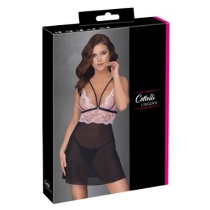 Cottelli Lingerie Babydoll melns/rozā M