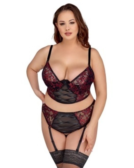 Cottelli Curves Bra Set black/red 95C/2XL