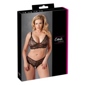 Cottelli Curves Krūšturis un string melns 2XL