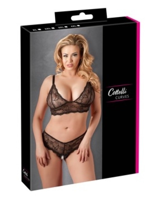 Cottelli Curves Krūšturis un string melns 2XL