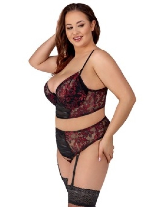 Cottelli Curves Комплект бюстгальтера черный/красный 95C/2XL