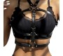 Subblime Fetish SUBBLIME - LEATHER RING CHEST HARNESS BLACK ONE SIZE