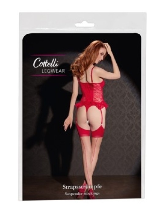 Cottelli Legwear Zeķes āda/sarkana 2