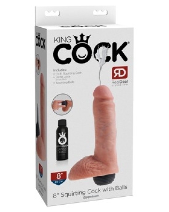 King Cock Squirting Cock with Balls 8"