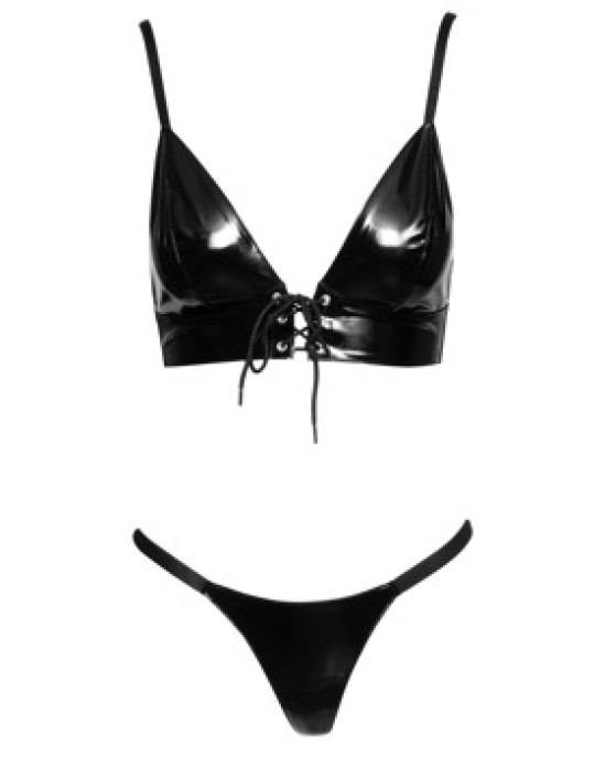 Black Level Vinyl Bra and String S