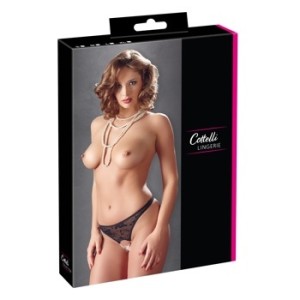 Cottelli Lingerie Mežģīņu virtenes pērles melna L