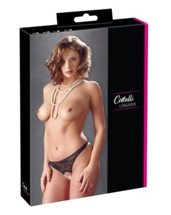 Cottelli Lingerie Mežģīņu virtenes pērles melna L