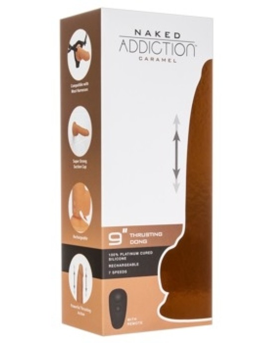 Naked Addiction 9" Thrusting Dong RC Caramel