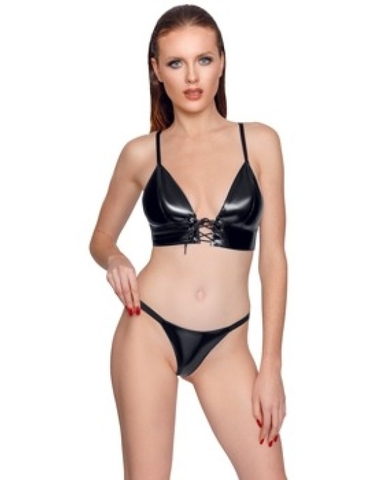 Black Level Vinyl Bra and String S