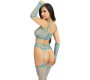 Leg Avenue Sets LEG AVENUE - CROP TOP STOCKINGS & GLOVES BLUE