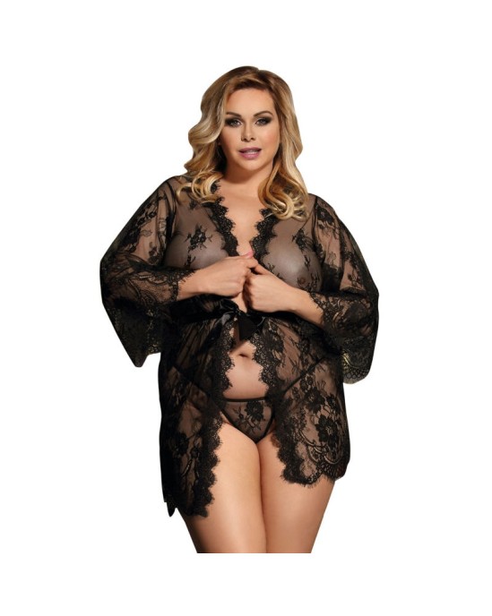 Subblime Queen Plus Size SUBBLIME - QUEEN PLUS LACE PEIGNOIR IZPLAUMAS PIEKĀRŅAS