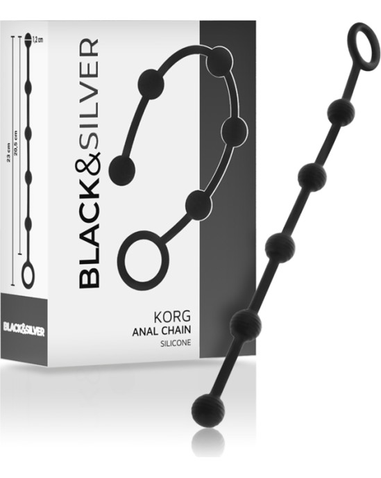 Black&Amp;Silver KORG ANAL ROSARY SILICONE INITIATION 21 CM