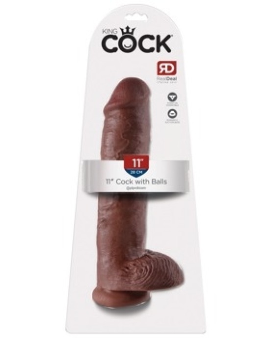 King Cock KC 11" Cock with Balls Brown