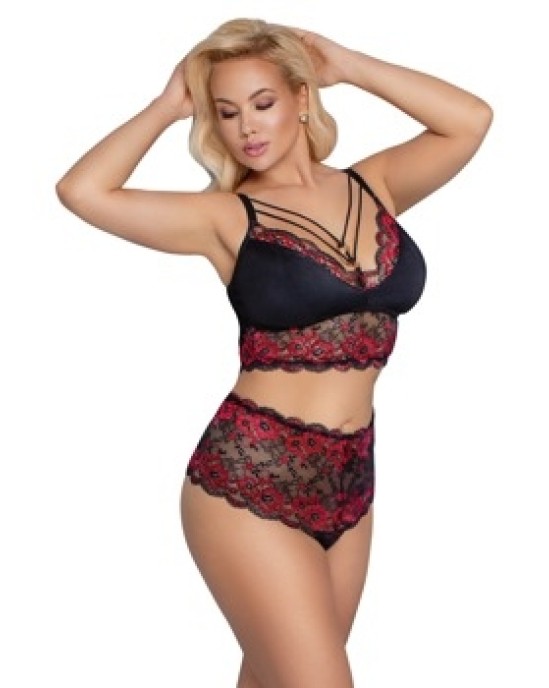 Cottelli Curves Bra and Briefs black/red XL