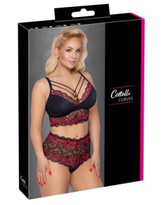 Cottelli Curves Bra and Briefs black/red XL