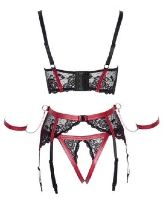 Cottelli Bondage Shelf Bra Set black/red XL