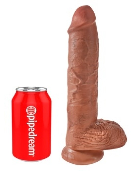 King Cock 10 inch Balls Tan