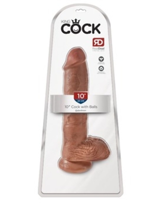 King Cock 10 inch Balls Tan