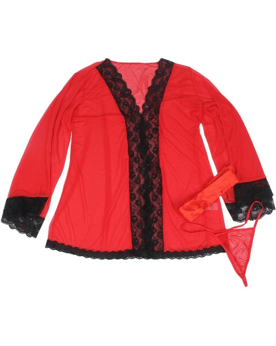 Subblime Dresses SUBBLIME — caurspīdīgs AUDUMA MALĀTIS AR MEŽĢĪŅU DETALU SARKANA L/XL