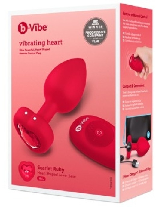 B-Vibe Vibrējošs sirds spraudnis M/L Sarkans