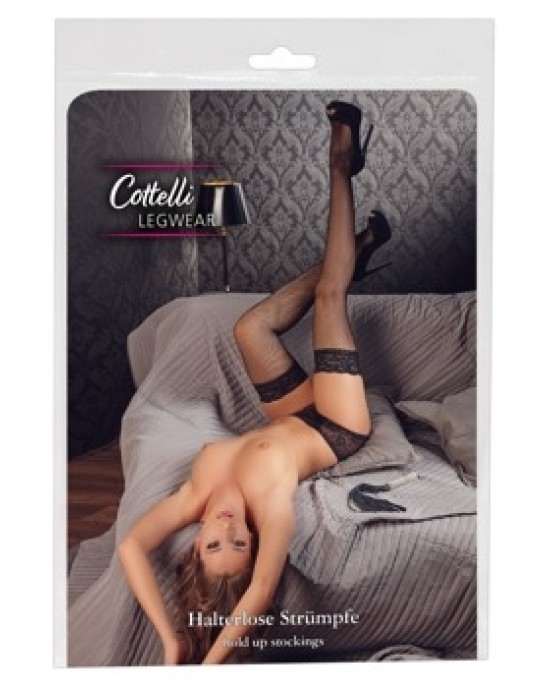 Cottelli Legwear Чулки с сетчатой застежкой черные S