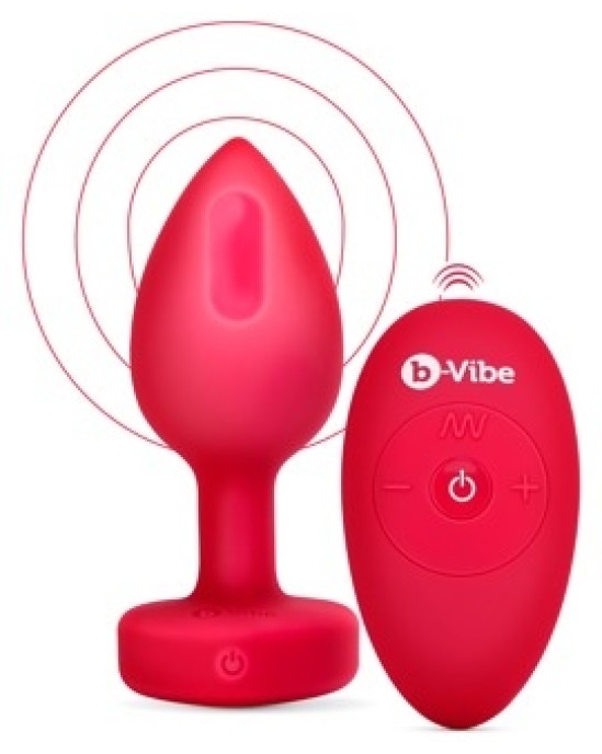 B-Vibe Vibrating Heart Plug M/L Red