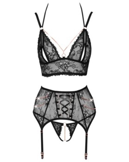 Abierta Fina Bra Suspender Set M