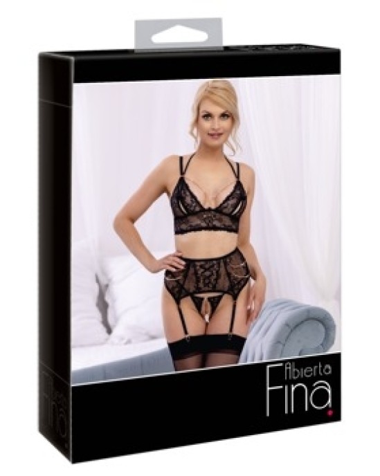 Abierta Fina Bra Suspender Set M