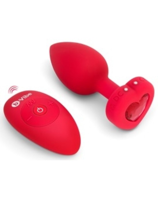 B-Vibe Vibrating Heart Plug M/L Red