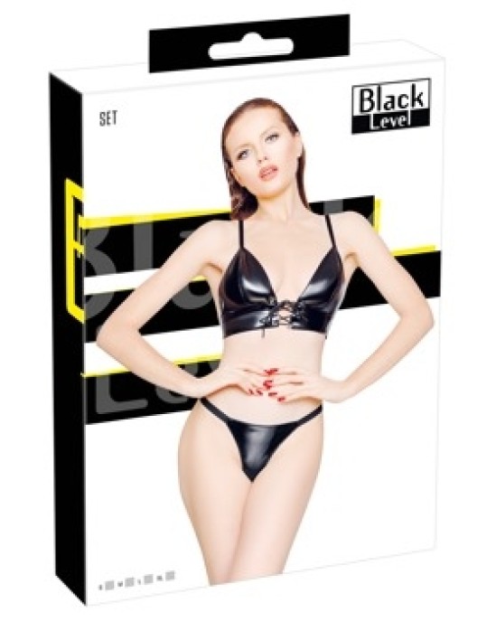 Black Level Vinyl Bra and String XL