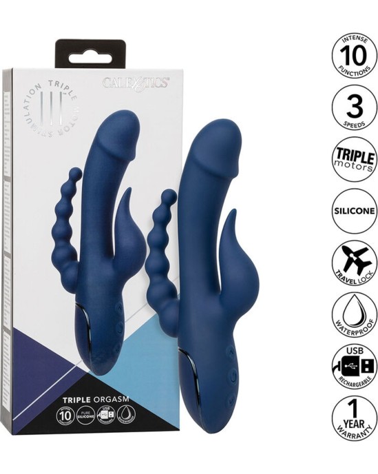 California Exotics VIBRATORS TRĪSkāršais ORGASM ZILS