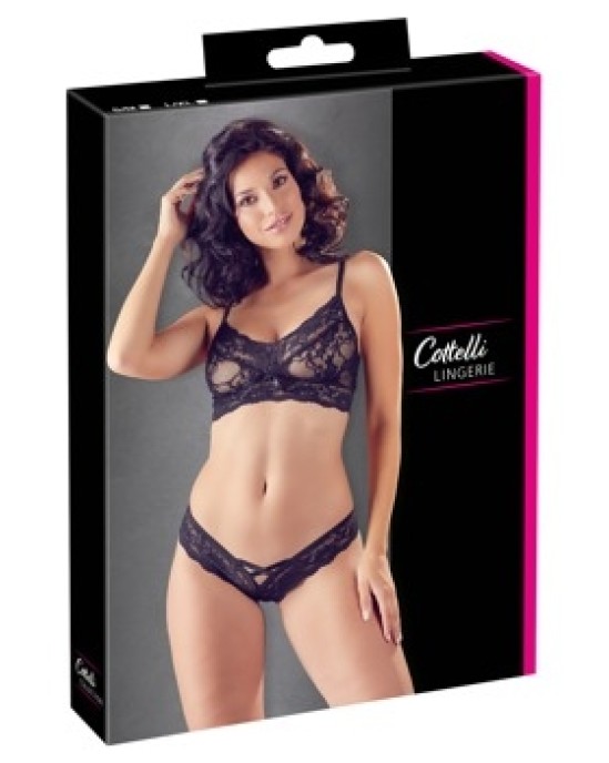 Cottelli Lingerie Бюстгальтер и трусы черные S/M