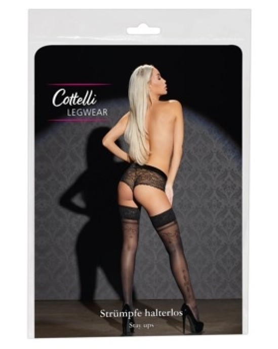 Cottelli Legwear Melnas piekaramās zeķes 3