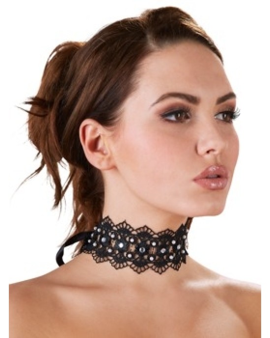 Cottelli Accessoires Embroidered Choker+Rhinestones