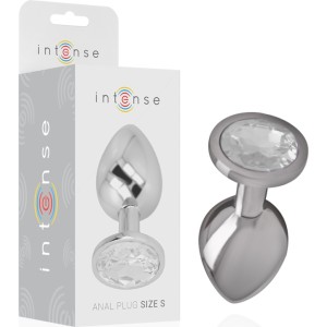 Intense Anal Toys INTENSE - ALUMINUM METAL ANAL PLUG WITH SILVER CRYSTAL SIZE S