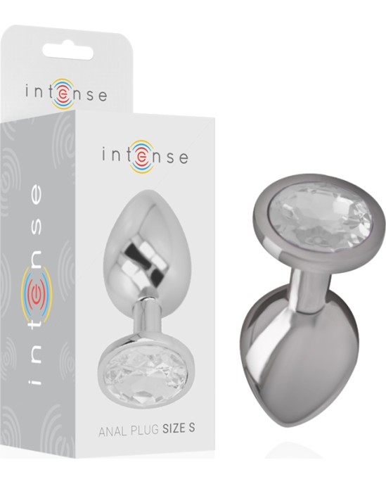 Intense Anal Toys INTENSE - ALUMINUM METAL ANAL PLUG WITH SILVER CRYSTAL SIZE S