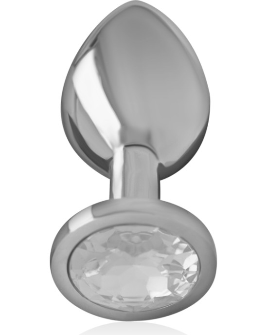 Intense Anal Toys INTENSE - ALUMINUM METAL ANAL PLUG WITH SILVER CRYSTAL SIZE S