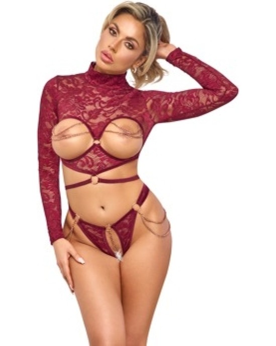 Abierta Fina Open Top & Thong red L