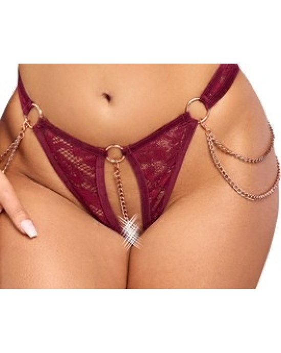 Abierta Fina Open Top & Thong red L