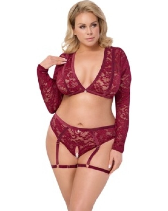 Cottelli Curves Tops un Biksītes sarkans 3XL