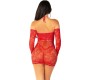 Leg Avenue Dresses LEG AVENUE - OFF-SHOULDER LONG-SLEEVED MESH MINI DRESS RED