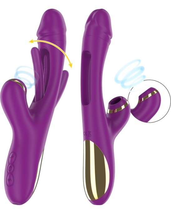 Intense ATENEO RECHARGEABLE MULTIFUNCTION VIBRATOR 7 VIBRATIONS WITH SWINGING MOTION AND SUCKING PURPLE