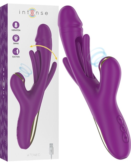 Intense ATENEO RECHARGEABLE MULTIFUNCTION VIBRATOR 7 VIBRATIONS WITH SWINGING MOTION AND SUCKING PURPLE