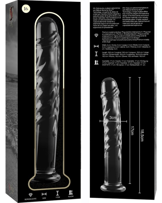 Nebula Series By Ibiza MODEL 16 DILDO BOROSILICATE GLASS 18.5 X 3 CM CLEAR