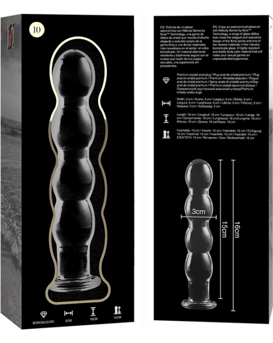 Nebula Series By Ibiza MODELIS 10 DILDO BOROSILIKĀTS STIKLS 16,5 X 3,5 CM DZIDRS