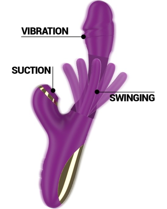 Intense ATENEO RECHARGEABLE MULTIFUNCTION VIBRATOR 7 VIBRATIONS WITH SWINGING MOTION AND SUCKING PURPLE