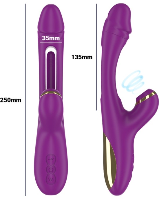 Intense ATENEO RECHARGEABLE MULTIFUNCTION VIBRATOR 7 VIBRATIONS WITH SWINGING MOTION AND SUCKING PURPLE