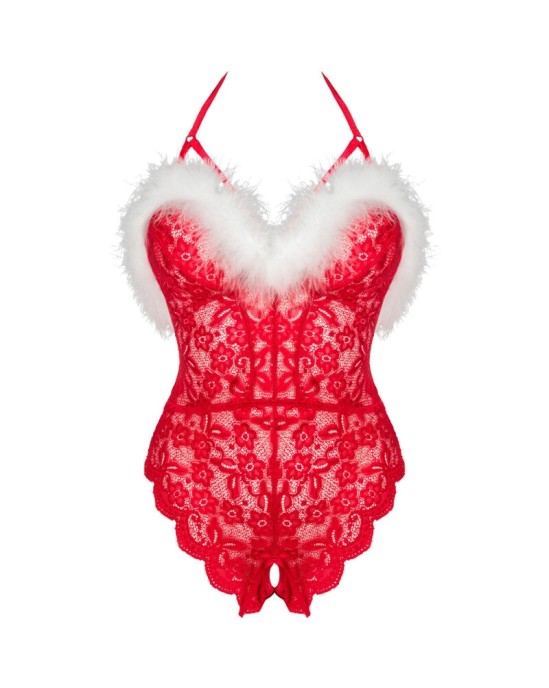 Livco Corsetti Bodies LIVCO CORSETTI FASHION - КРУЖЕВНОЕ ЛЕДИ БОДИ С ОТКРОЙНОЙ ПАРУСИНОЙ НА РОЖДЕСТВО L/XL