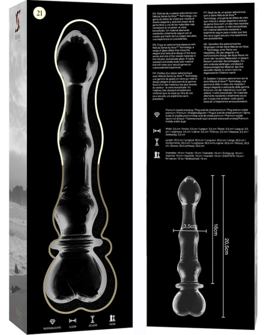 Nebula Series By Ibiza MODELIS 21 DILDO BOROSILIKĀTS STIKLS 20,5 X 3,5 CM DZIDRS