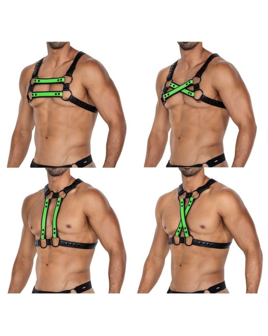 Cut4Men H4RNESS06 Chest Harness 4WAY Blazing Green One Size